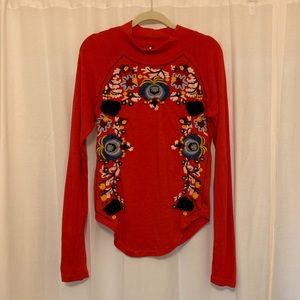 Free People Fall Embroidered Top